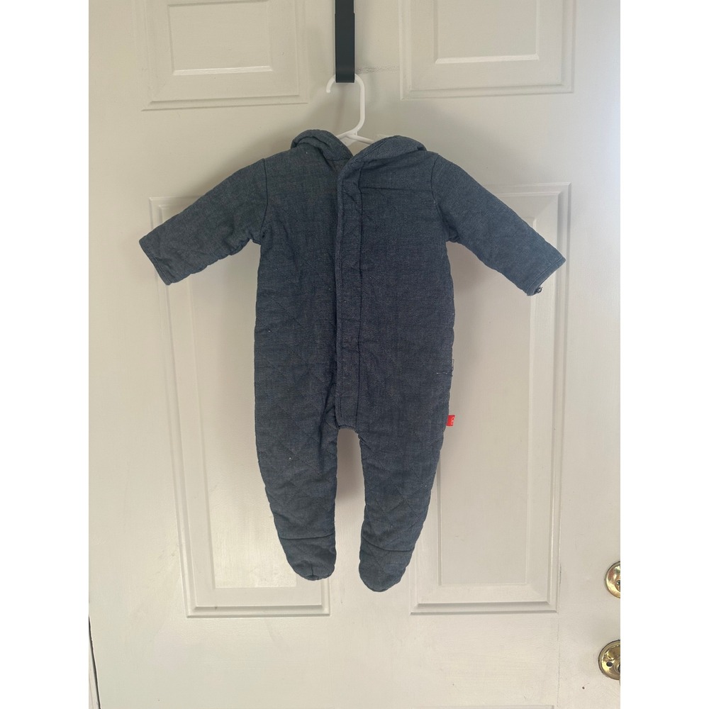 Magnetic Me Magnificent Baby Quilted Pram Suit Blue Bear Ears 3-6 Months